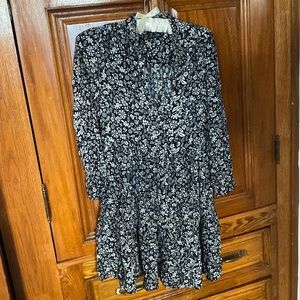 JCrew black and white floral print mini dress